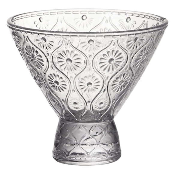 Embossed Glass Dessert Bowl Footed Trifle Bowl Ice Cream Bowl Serving Bowl for Fruit, Salad, Snack