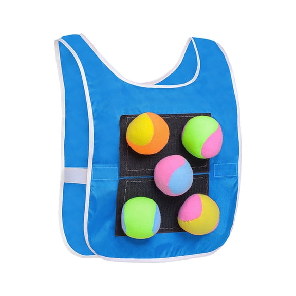 L-761 Blue Boy Girl Childrens Sticky Ball Game Vest With 5 Balls For Outdoor Play Blue Color Fun Activity Set #6xC8U