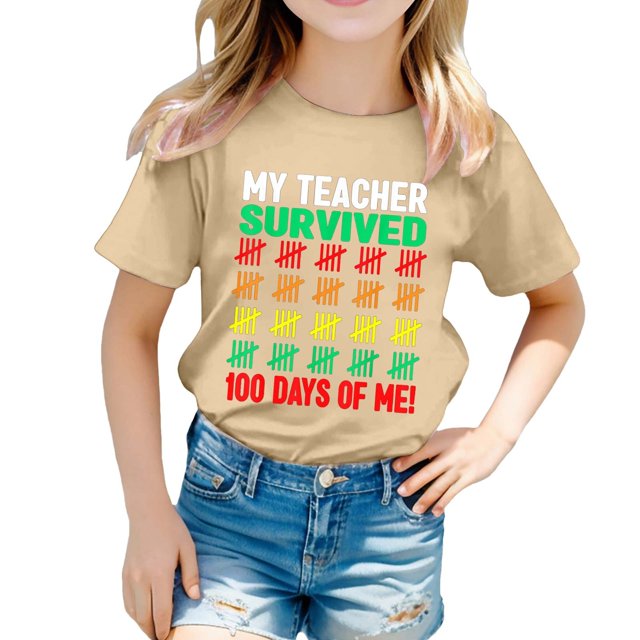 Hauts pour Filles Décontractés Imprimés Col Rond Manches Courtes pour Filles - et T-Shirts Confortables pour un Usage Quotidien