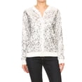thumbnail image 1 of Veste à Fermeture Éclair devant à Paillettes à Manches Longues pour Femmes, Poignets Côtelés, Hauts d'Extérieur à Manches Longues, 1 of 5