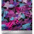 thumbnail image 1 of Soimoi Modal Satin Fabric Triangle,Star & Brush Stroke Abstract Print Sewing Fabric Yard 42 Inch Wide, 1 of 4
