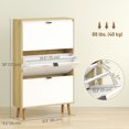 thumbnail image 3 of HOMCOM Armoire à Chaussures Étroite, Armoire de Rangement pour Chaussures à 3 Tiroirs Basculants, Blanc, 3 of 10