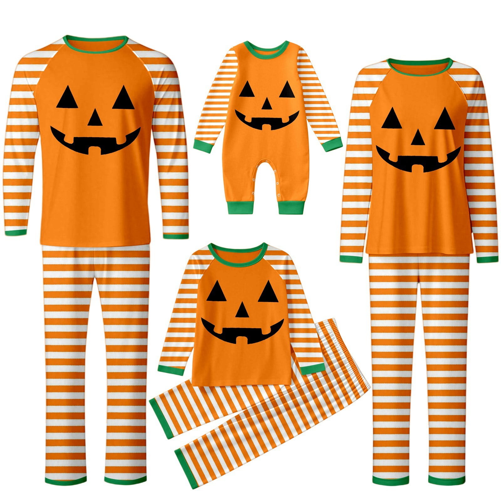 Gpoecd Matching Halloween Pajamas Long Sleeve Cozy Printed Top And Pants Home Loungewear Party Outfit Pajama Sets For Family,orange,24 Months