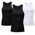 thumbnail image 2 of Aboser 3 Pack Men's Workout Muscle Tank Tops Sleeveless Quick Dry Gym Shirts Stretch Slim Fit Basic Tees Big and Tall Men Performance Quick Dry Tank Top, 2 of 7
