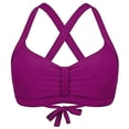 thumbnail image 1 of Ladies Sexy Gathered Solid Color Bikini Swimsuit Top - Adjustable Straps Nylon Spandex Swimwear for Beach Vacations, 1 of 3