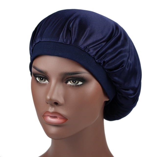 WIFKLSIIPG Wide Elastic Band Satin Sleep Bonnet Soft Night Sleeping Cap for Women