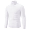 thumbnail image 1 of Color Block Knitted Tops Mens Knitted Turtleneck Long Sleeve Turtle Neck Thermal Casual High Neck Sweaters Ribbed Pullover Sweater Mens Pullover Sweaters S-77 White 3XL, 1 of 3