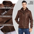 thumbnail image 3 of Motorcycle Jacket for Men Casual Faux Leather Bomber Jacket with Removable Hood, 3 of 7