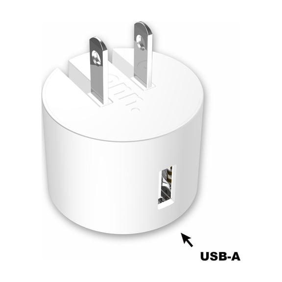 Onn 2.4 Amp Type A Foldable USB Wall Charger with LED Indicator, White