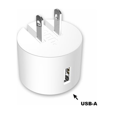 Onn 2.4 Amp Type A Foldable USB Wall Charger with LED Indicator, White