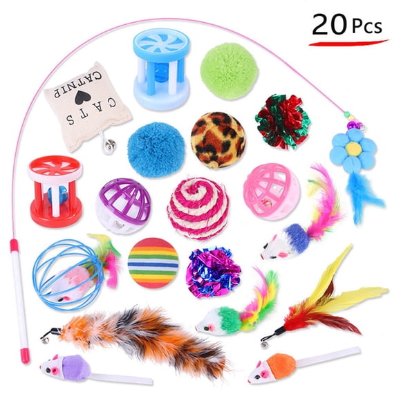 20 Pcs Cat Toys Indoor Cats Kittens Teaser Wand Cat Tunnel Toy Mice & Balls Pet