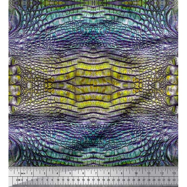 Soimoi Moss Georgette Fabric Snake Animal Skin Print Fabric by The Yard 42 Inch Wide