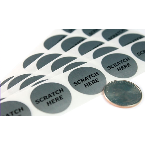 Silver 1" Round "Scratch Here" Scratch Off Labels - 1,000 Labels