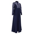 thumbnail image 4 of LOVZFMLL Robe Mode Femme Musulmane Robe Islamique en Dentelle à Coutures à Manches Longues Robe Maxi Bleu 3TG, 4 of 5