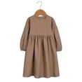 thumbnail image 1 of RXIRUCGD Robe Princesse à Manches Longues Unie pour Fille, Col Rond, Jupe à Nœud Princesse, Café, Taille : 3 Ans, 1 of 9