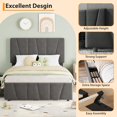 thumbnail image 3 of Twin Size Bed Frame with Adjustable Headboard and 2 Storage Drawers, Soft Upholstered Platform Bed Frames with Wooden Slats Support, No Box Spring Needed, Dark Grey, 3 of 8