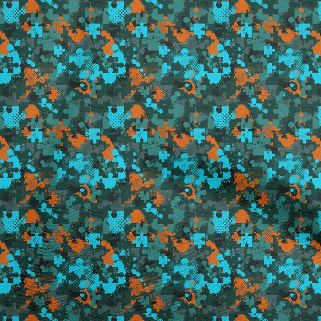 oneOone Rayon Aqua Blue Fabric Abstracts Sewing Material Print Fabric By The Yard 56 Inch Wide