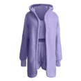 thumbnail image 4 of Ensemble de Pyjama 3 Pcs pour Femmes Ensemble de Pyjama en Polaire Chaude Tenues à Capuche Sans Manches Crop Tops Shorts Pjs, 4 of 7