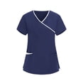 thumbnail image 1 of RXMEKW Haut de Sarrau à Col en V pour Femmes Uniforme Médical à Manches Courtes Motif Imprimé, 1 of 5