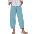 thumbnail image 2 of RXIRUCGD Women's Summer Comfortable Loose Wide Legged Fashion Solid Color Capris, Light Blue, Size: 3XL, 2 of 5
