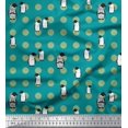 thumbnail image 1 of Soimoi Georgette Viscose Fabric Dot & Penguin Ocean Print Fabric by the Yard 42 Inch Wide, 1 of 1