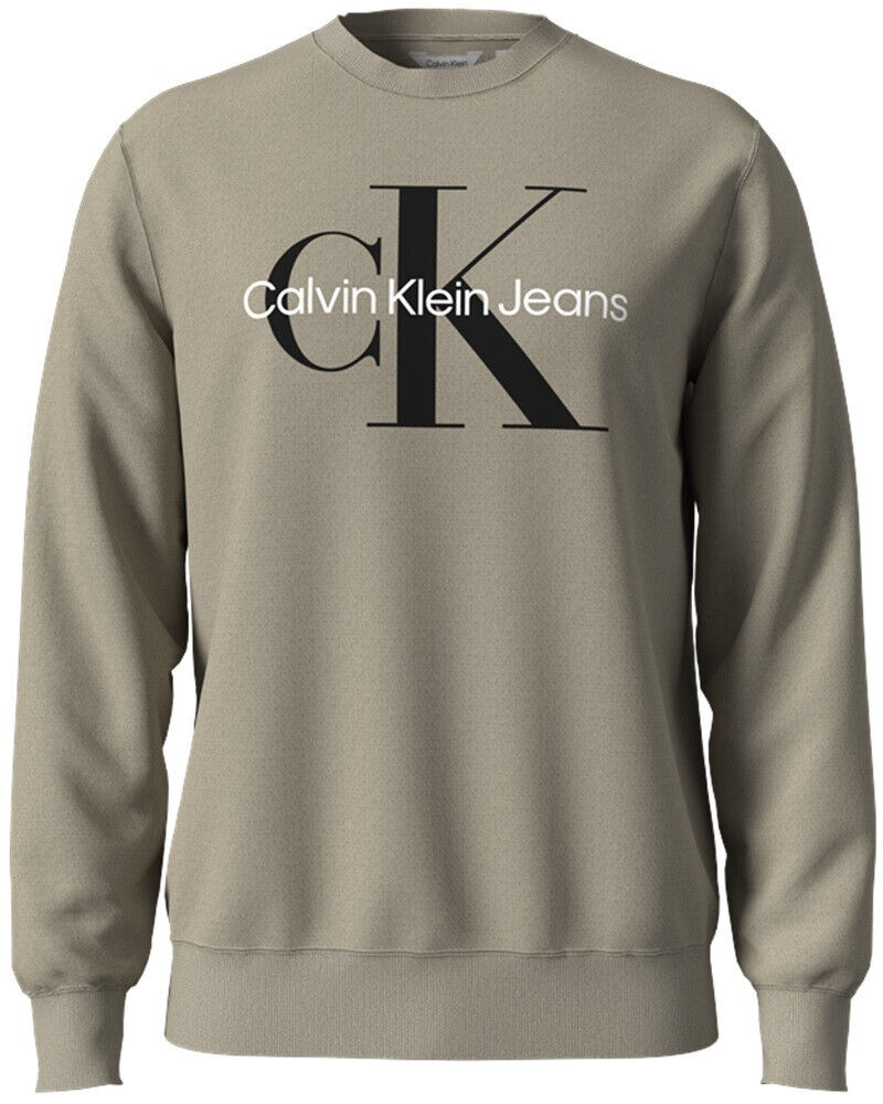 Calvin Klein Men's Monogram Crew Neck Sweatshirt - 40GC200 (White Pepper 230, L)