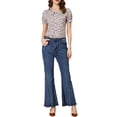 thumbnail image 2 of INSPIRE CHIC Blouse Boutonnée pour Femme à Manches Courtes Bouffantes Col Rabattu Haut en Coton à Motif Floral TG Violet, 2 of 6