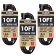 thumbnail image 1 of Cablectric Lot de 3 Rallonges Noires Étanches 10 Pi, 16/3 SJTW Rallonge Extérieure 10 Pieds à 3 Broches, Câble d'Alimentation Extérieur Robuste 13 A, Paquet Multiple Idéal pour l'Extérieur, l'Aménagement Paysager et la Pelouse, 1 of 4
