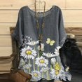 thumbnail image 2 of Nouvelle Année Robe pour les Femmes Sexy Femme Vintage Coton-Mélange Col Rond Manches Courtes Imprimé Floral Top T-Shirts Blouse, 2 of 6