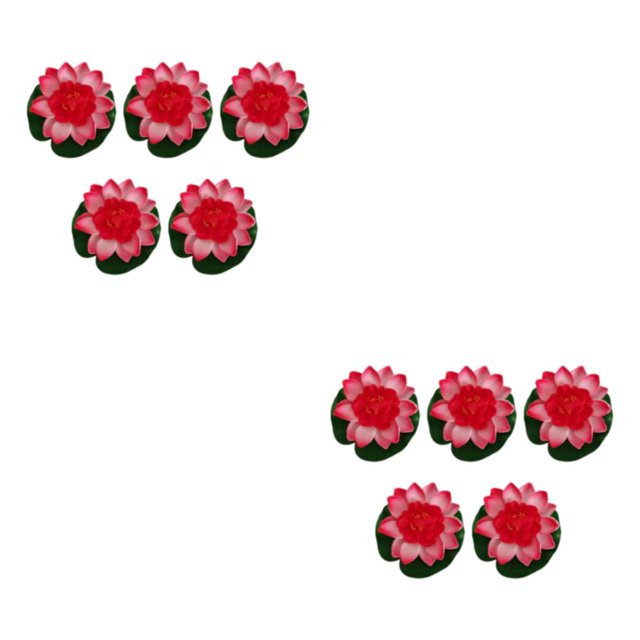 Maytalsory 5pcs Artificial Float Lotus Flowers Elegant Low Maintenance Realistic Appearance peach red 2Set