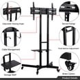 thumbnail image 4 of Yaheetech Adjustable Mobile TV Stand Cart with Wheels, Shelf, Cable Management, Black, 4 of 7