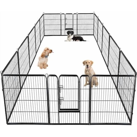 FDW Heavy Duty Pet Playpen Dog 40" 16 Panels Exercise Pen Cat Fence, Puppy Exercise Dog Fence, Indoor Outdoor, Black