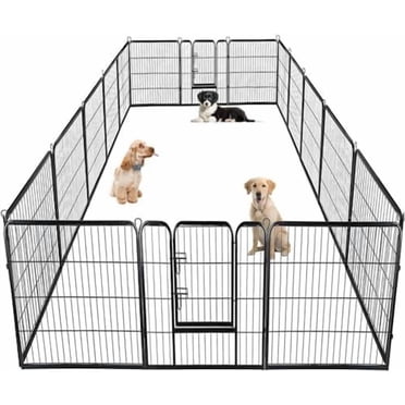 FDW Parc pour Animaux Robuste pour Chien 40 Pouces 16 Panneaux Enclos d'Exercice Clôture pour Chat, Clôture d'Exercice pour Chiot, Intérieur Extérieur, Noir