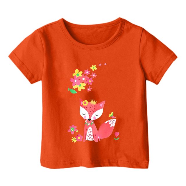 TZEWGL Hauts pour Enfants Imprimé Graphique Col Rond Manches Courtes Ample pour Filles Garçons Taille 4-5T