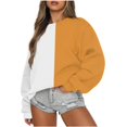 thumbnail image 1 of Rbaofujie Chandails pour Femmes Chandails à Rayures Décontractés Imprimés à Col Rond à Manches Longues Haut Ample Chandails Molletonnés Orange Chandails à Capuche Graphiques, 1 of 6