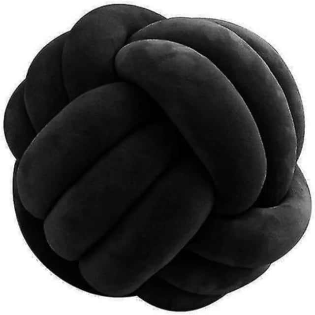 Decorative Knot Accent Cushion in velvet black, measuring 35 cm. This handmade cushion features an intricately tied knot design, crafted from soft velvet for a luxurious texture. Its artistic and modern appeal makes it a versatile addition to living rooms, bedrooms, or seating areas, complementing various interior styles.