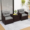 thumbnail image 1 of Costway 3 PCS Patio Rattan Furniture Set Cushioned Conversation Set Sofa Gray, 1 of 10