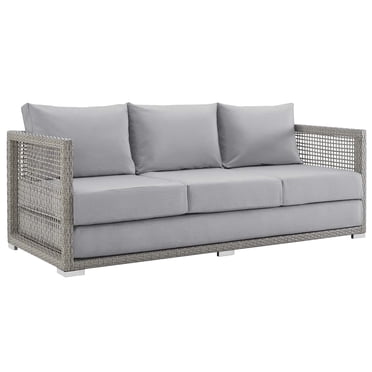 Modway Canapé de Patio Extérieur Moderne en Rotin et Tissu, Gris