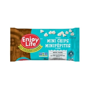 Enjoy Life blanc Mini Chips, la délicieuse alternative sans lait au chocolat blanc pour la cuisson et la collation amicales d'allergie. Obtenez toute la douceur crémeuse du chocolat blanc sans 14 aliments pour animaux