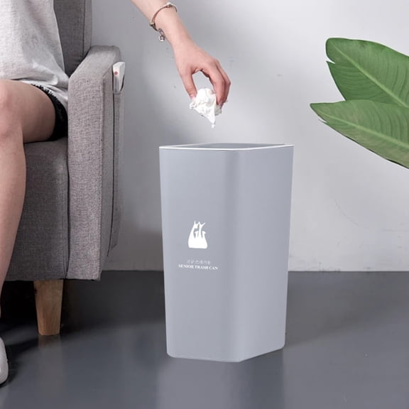 TopLLC Poubelle de Salle de Bain avec Couvercle Poubelle avec Couvercle à Pression Corbeille en Plastique avec Couvercle à Ouverture Instantanée pour Toilette Bureau Chambre Salon Poubelle