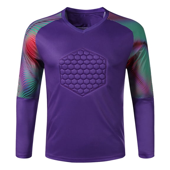 Aislor Maillot de Gardien Gladiateur pour Homme Jeunesse Rembourré Chandail de Gardien Maillot de Soccer Uniformes d'Entraînement d'Équipe Sportive Violet P