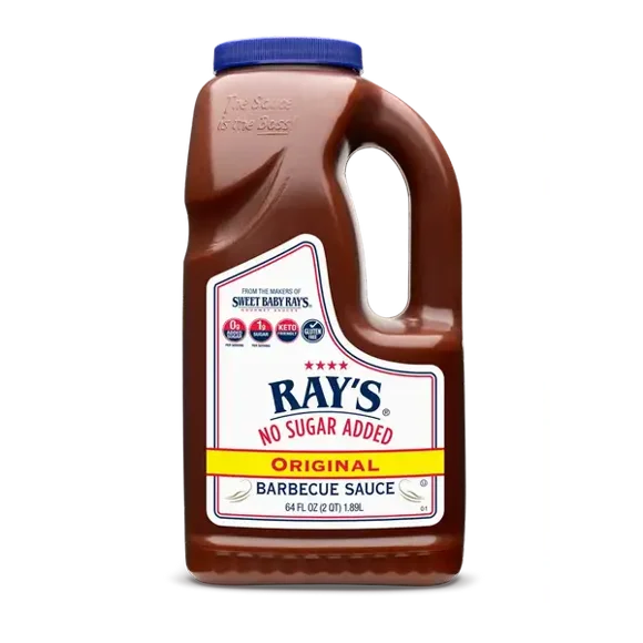 Sweet Baby Ray's No Sugar Added BBQ Sauce, Keto-Friendly Hickory & Sweet Glaze, Bulk 64 oz (1.89L) Professional Jug