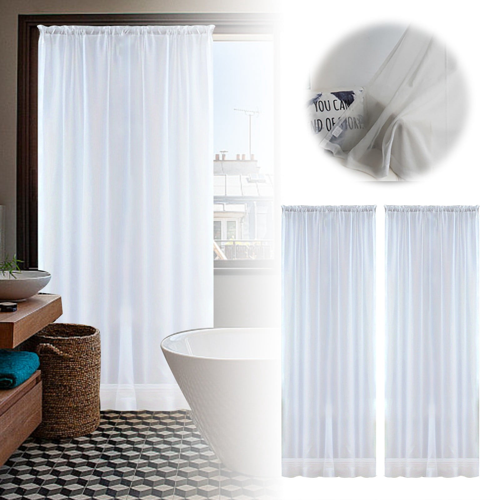 TIELUTT Enhance Privacy Yet Light: Stunning Solid Color Semi Sheer Window Heat Out Curtains Colorful Shower Curtains for Bathroom Curtains with Design Tall Curtains Long Shower Curtain Liner 84 Lengt