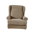 thumbnail image 4 of Housse Extensible 2 Pcs pour Fauteuil à Dossier Ailé, Housse Extensible pour Fauteuil, Sofa, Canapé, Sable, 4 of 8