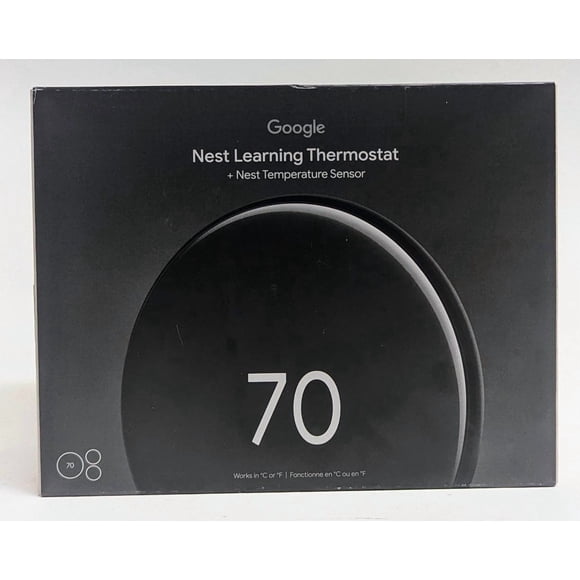 Google Nest Learning Thermostat 4th Gen with 2x Nest Sensors - Polished Obsidian