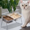 thumbnail image 1 of TopLLC Stainless Steel Kitty Bowl Kitty Food Bowl Dog Kitty Water Bowl Rice Food And Water Integrated Non Knocks And Neck Protection Stainless steel cat basin, 1 of 6