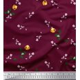 thumbnail image 1 of Soimoi Tissu Poly Georgette Feuilles et Imprimé de Fleurs de Roses, Tissu au Mètre, 52 Pouces de Large, 1 of 3