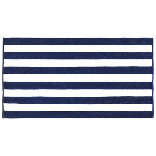 Kassatex Serviettes de Plage à Rayures Cabana, Ensemble de 2 Marines