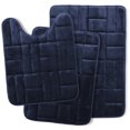 thumbnail image 1 of Clara Clark Bathroom Rugs, Velvet Memory Foam Bath Mat, Ultra Soft Non Slip and Absorbent - Tiled - Set Small, Large & Contour - Navy, 1 of 6