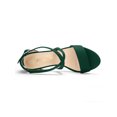 thumbnail image 4 of BLISSFUL STEP Women's Open Toe Cross Strap Mid Block Heel Sandals Green 7, 4 of 8